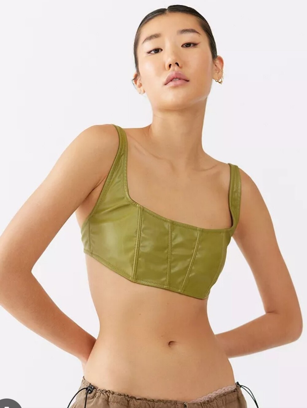 Urban Outfitters Olive Green Faux Leather Crop Bralette